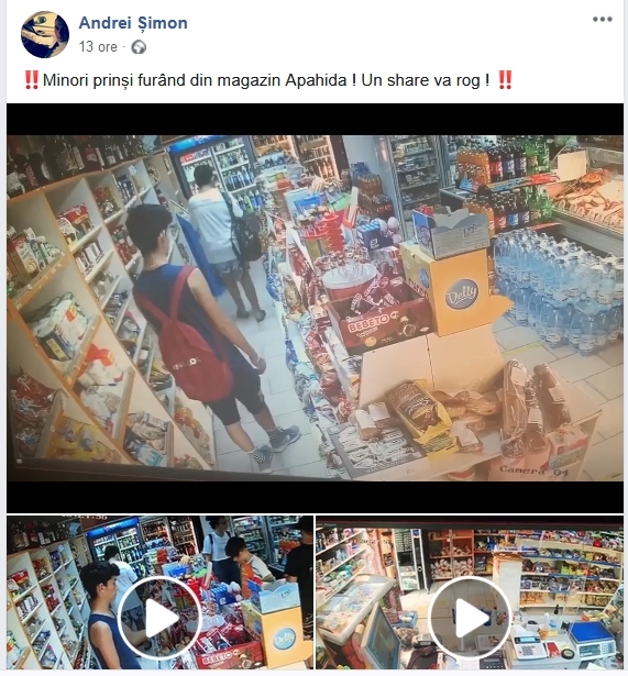 Minori din Apahida filmați când fură dintr-un magazin! Au fost prinși la&nbsp;ieșire!